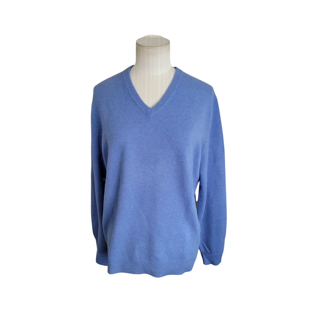 Club Room Sweater Small Blue 100% Estate Cashmere V-Neck Knit Mens Luxury